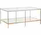 42" Gold Glass And Metal Rectangular Mirrored Coffee Table, Coffee Tables, By Homeroots Living Room