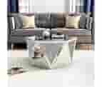 Blingworld Drum Coffee Table Mirrored With Crystal Inlay, Hexagon Silver Accent Table, Modern Design Luxury Contemporary Furniture, 31.5 Low
