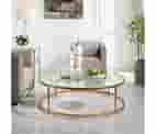 Mercer41 Thanvir Coffee Table Glass/Metal In Gray | 14.5 H X 48 W X 48 D In | Wayfair