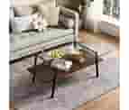 IANIYA Glass Coffee Table For Living Room Small Gold Mid Century Coffee Table For Living Room With Wood Shelves (Black Frame, Transparent Glass +