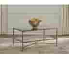 Signature Design By Ashley Cloverty Four Leg Coffee Table W/ Storage Mirrored/Metal In Brown/Gray/Red | 19.25 H X 37.75 W X 28 D In | Wayfair