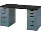 IKEA - LAGKAPTEN / ALEX Desk, Black-Brown/Gray-Turquoise, 55 1/8X23 5/8 "