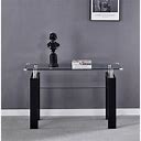 Console Table, Tempered Glass Top, Modern Foyer Area Table - Black